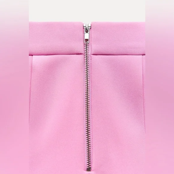 ZARA Rare Pink Wide Pleat Cape Midi Skirt w/ Zipper Closure Size Small Pink NEW
